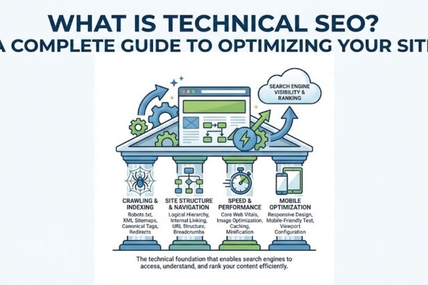 A digital flowchart showing how search engine bots crawl, index, and rank a well-structured website.