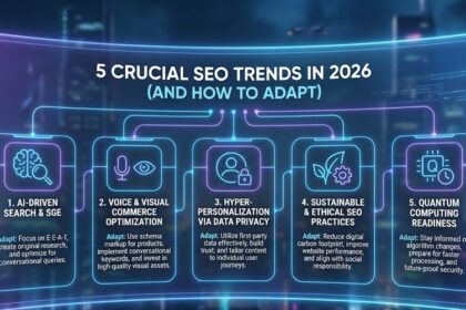 A digital marketing team analyzing an AI search visibility dashboard and Share of Voice metrics on a large screen.