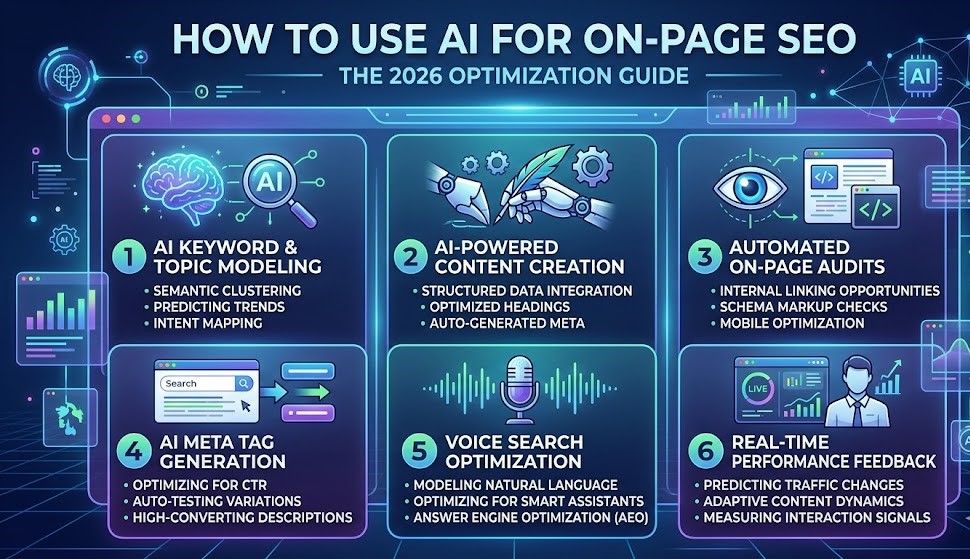 A digital interface showing AI-driven SEO analysis with rising ranking metrics and keyword clusters.