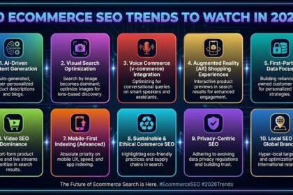 A futuristic digital shopping cart glowing with data streams representing AI-powered ecommerce trends.