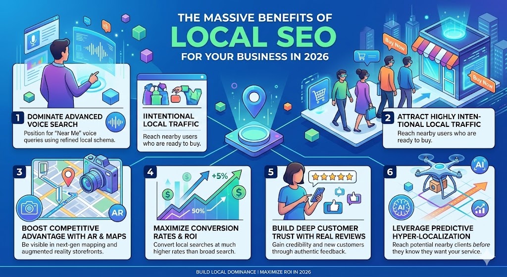 A digital marketer analyzing local map rankings and search traffic data on a modern computer monitor.